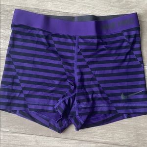 Purple and Black Nike Pro Shorts